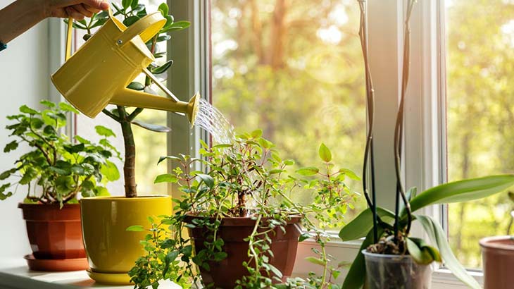 regar las plantas de interior regadera