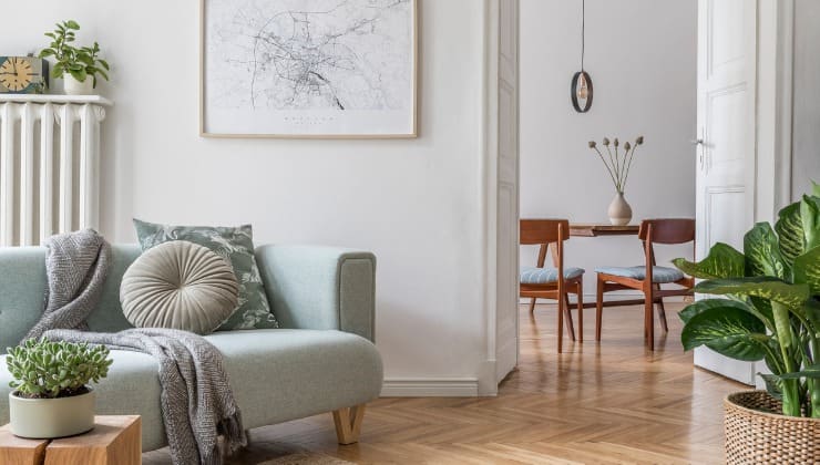 Salón con suelo de parquet