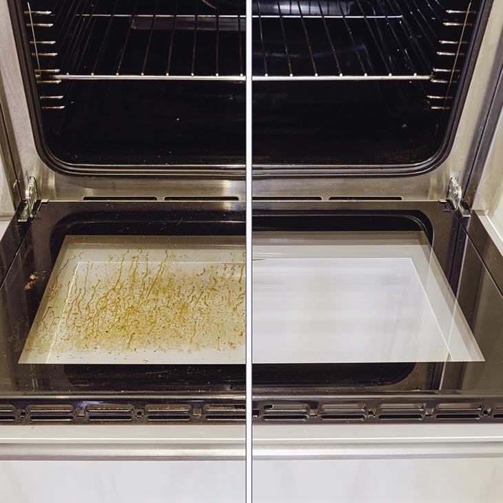 Horno antes y después de la limpieza