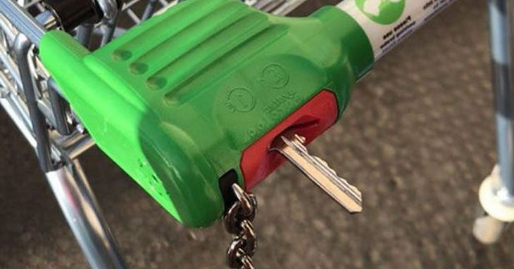 Una llave para desbloquear el carrito de la compra.