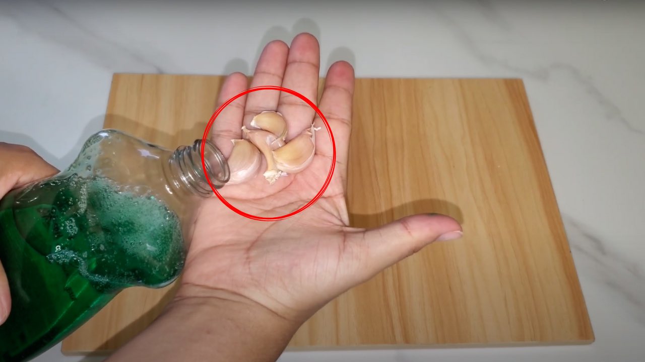 Detergente y dientes de ajo