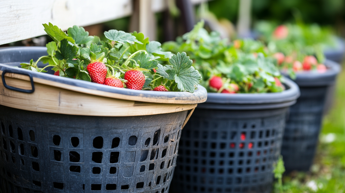 Genius Idea If You Love Strawberries! Grow Them in Laundry Baskets