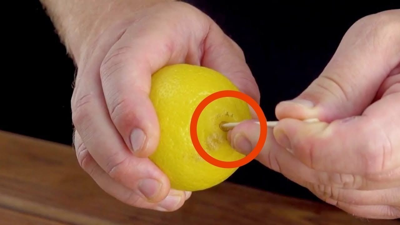 palillo de dientes en limon