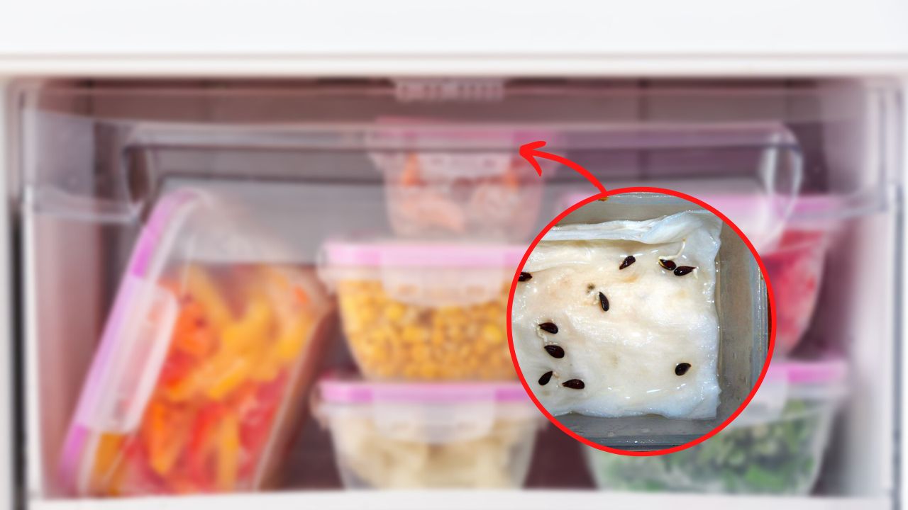 Semillas de manzana en el frigorífico.