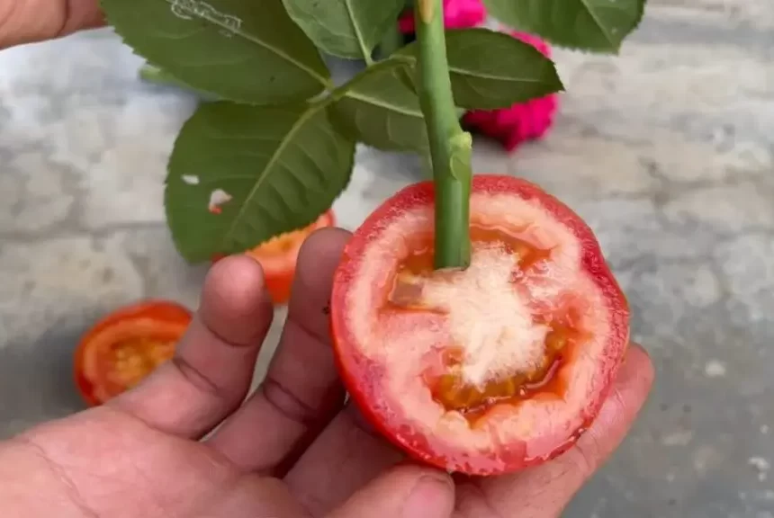 Planta una rosa en una rodaja de tomate y espera unos minutos – increíble – Mis Consejos Jardinería